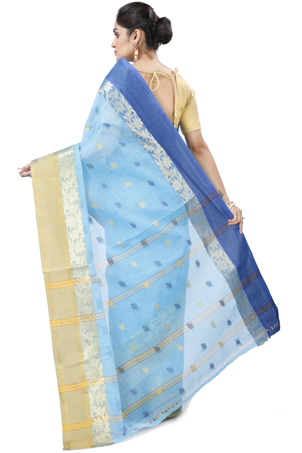 Sky Blue Pure Cotton Geena Tant Saree (198)
